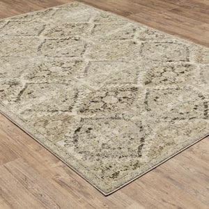 Farrah Ivory/Gray 9 ft.10 in. x 12 ft. 10 in. Distressed Area Rug