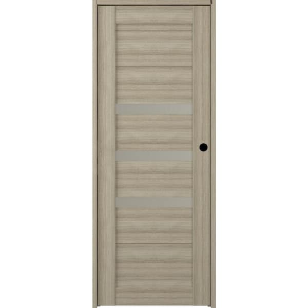 Belldinni 24 in. x 80 in. Left-Hand 3-Lite Frosted Glass Solid Core Dora Shambor Wood Composite Single Prehung Interior Door