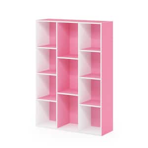 White/Pink 11-Cube Reversible Open Shelf Bookcase