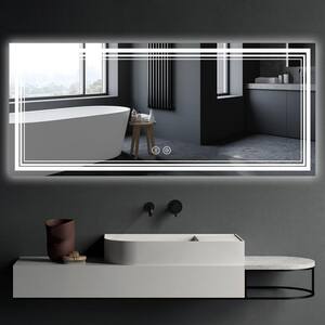 36 in. W x 30 in. H Large Rectangular Frameless Wall Mount LED Dimmable Bathroom Vanity Mirror Shatterproof Anti-fog
