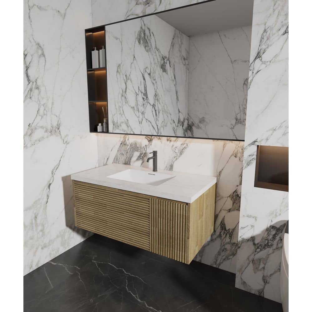 30 in. W x 21.7 in. D Porcelain Single Sink Vanity Top in Travertine White with Pre-Drilled Faucet Hole price history on PriceWatchPro