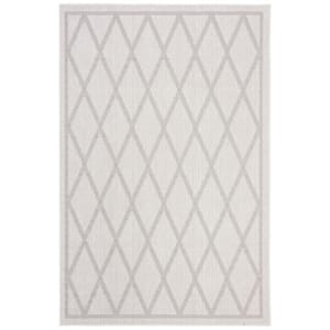 Bermuda Ivory/Light Gray 9 ft. x 12 ft. Transitional Border Indoor/Outdoor Patio Area Rug