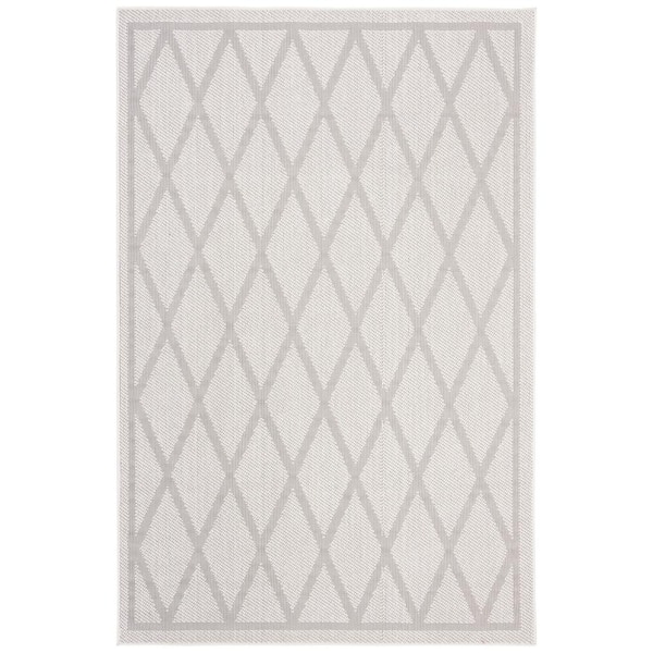 SAFAVIEH Bermuda Ivory/Light Gray 9 ft. x 12 ft. Transitional Border Indoor/Outdoor Patio Area Rug