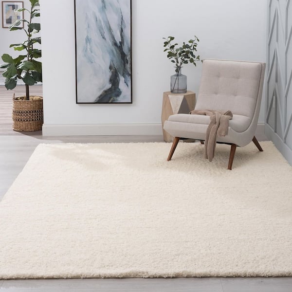 Jersey Shag Cream 4 ft. x 6 ft. Solid Indoor Area Rug