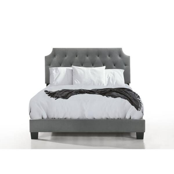 Unbranded Regal Gray King Adjustable Tufted Bed with USB Power Connection