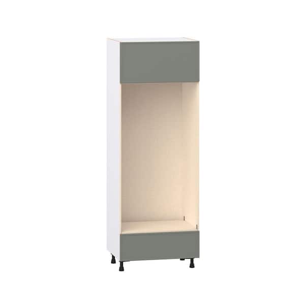 Fairview 30 in. W x 24 in. D x 84.5 in. H Assembled Slim Shaker Double Oven Kitchen Cabinet in Moss Green
