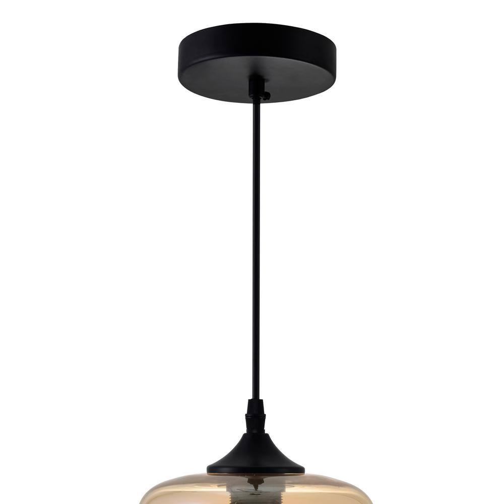 Black and Cognac Glass LED Mini Pendant Light