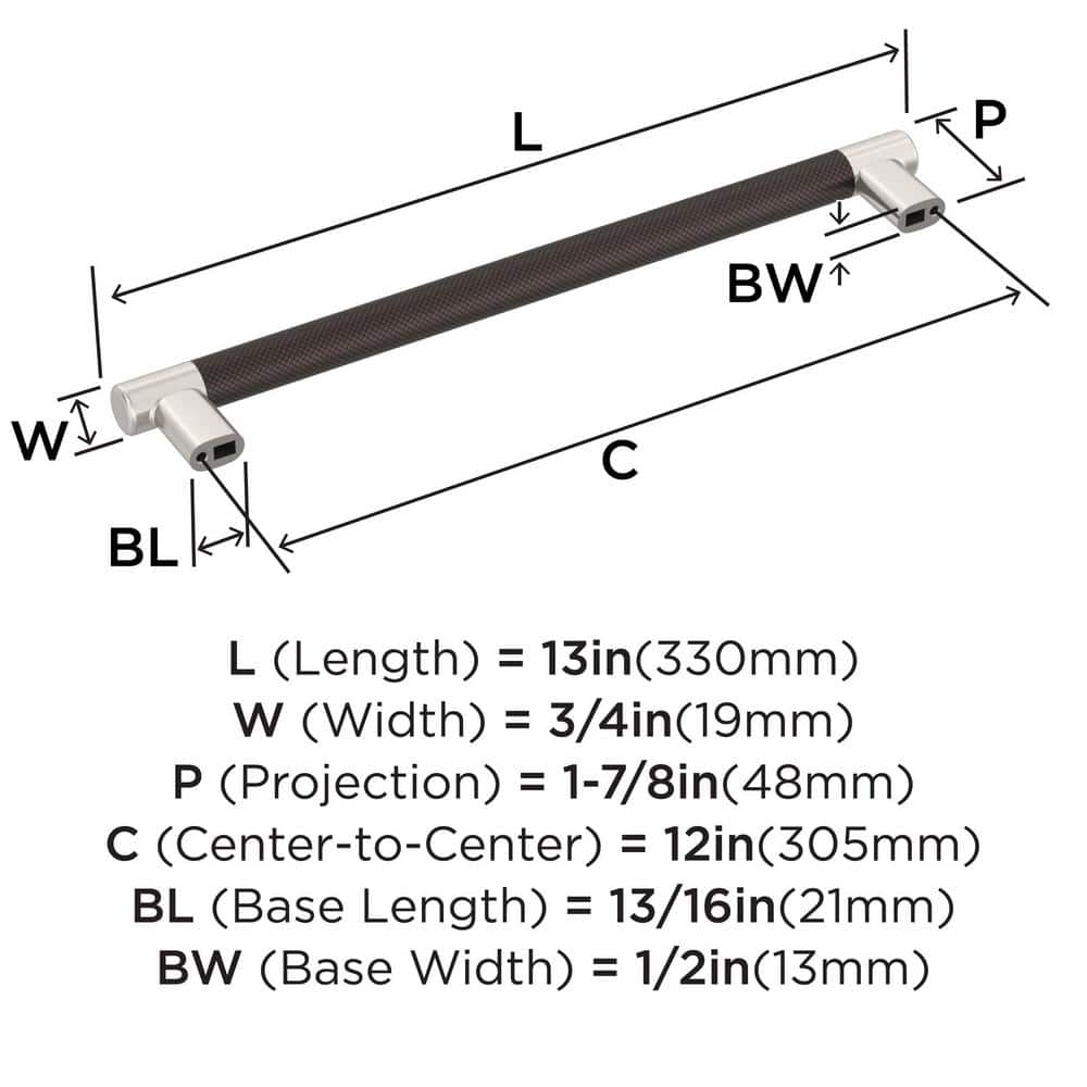Satin Nickel and Oil-Rubbed Bronze 13" Appliance Pull