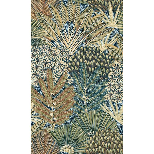 Walls Republic Blue Tropical Dry Leaves Motifs Shelf Liner Non- Woven Non-Pasted Wallpaper (57Sq.ft) Double Roll