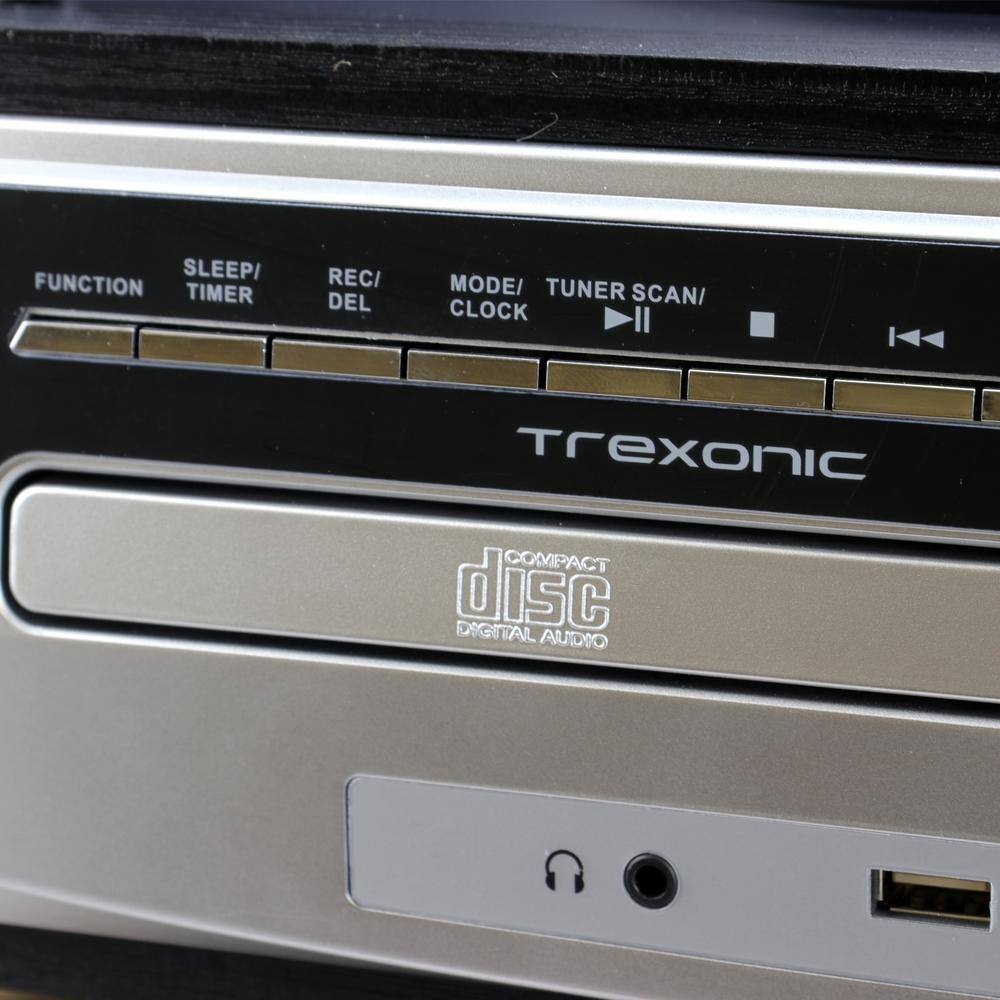 Trexonic Black 3-Speed Turntable with Bluetooth and USB Recording
