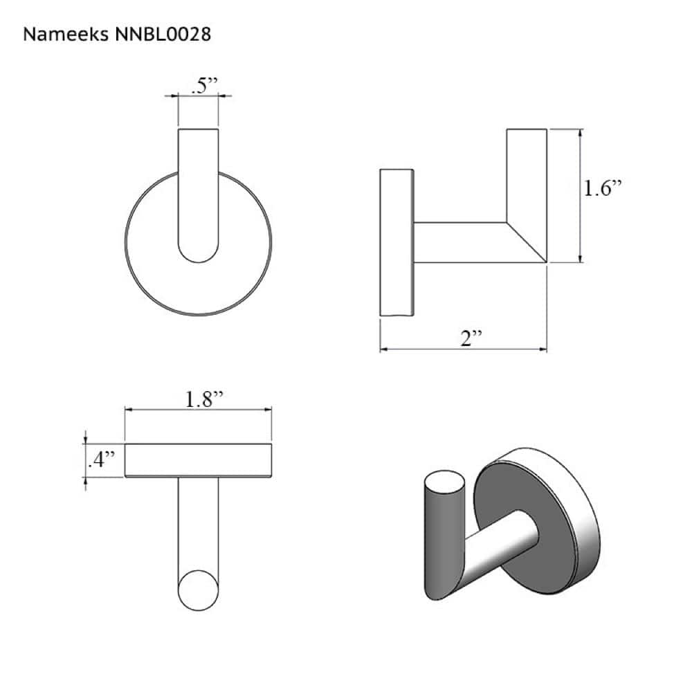 Matte Black Brass Wall Mounted Single Robe Hook
