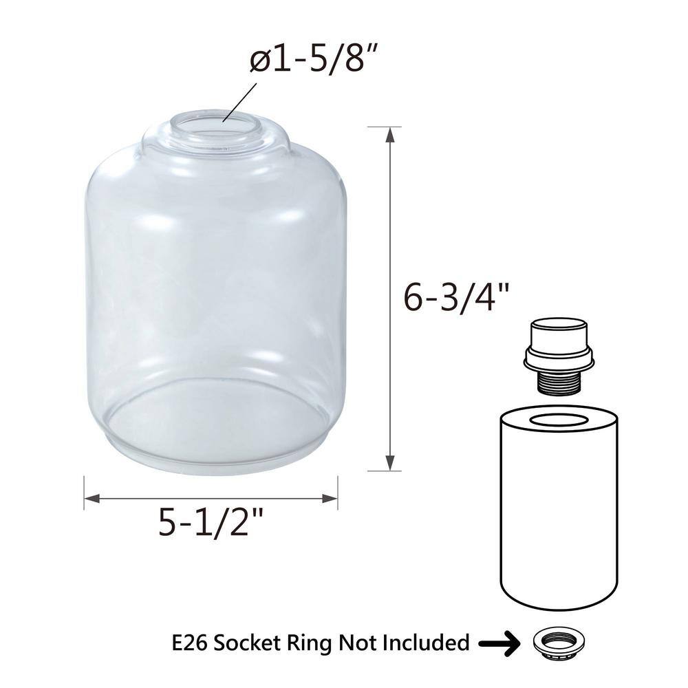 6.75 in. Clear Glass Cylindrical Pendant Shade Set
