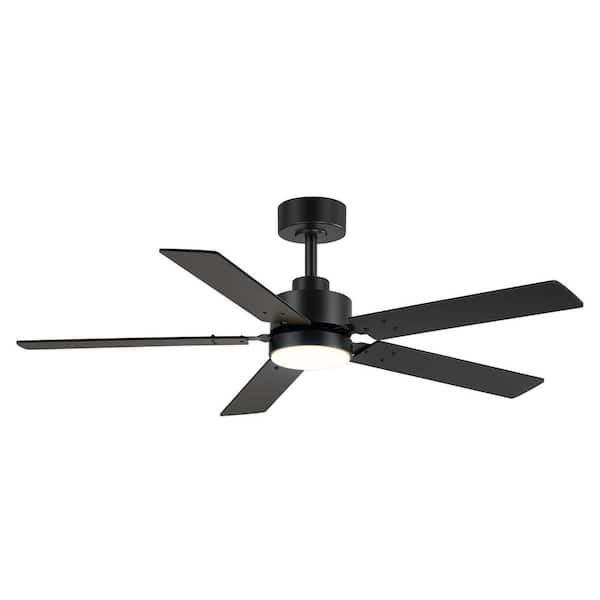 Orville 48 in. Indoor Black Ceiling Fan with Color-Changing LED Light, Reversible Blades and Remote Included