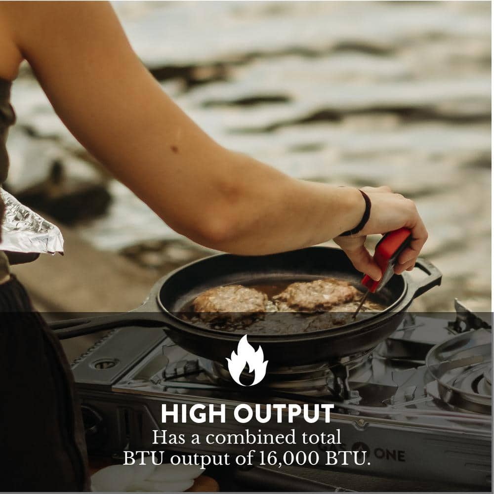 Portable Stainless Steel 2-Burner Gas Camp Stove with Piezo Ignition