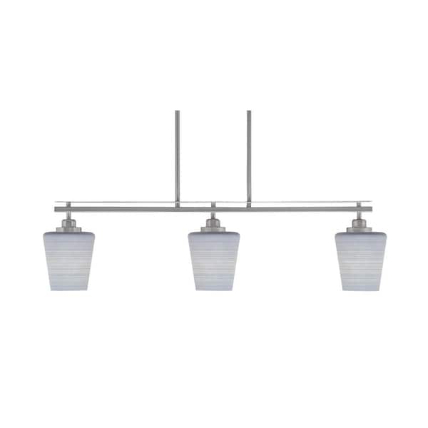 Unbranded Monroe 3-Light Brushed Nickel, Billiard Light, Any room with 6 in. Gray Matrix Glass Shades no bulbs included