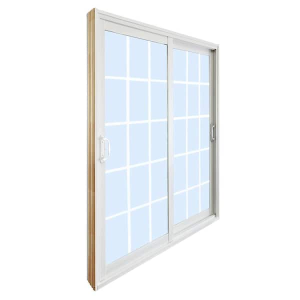 Stanley Doors 72 In X 80 Double Sliding Patio Door With 15 Lite Internal White Flat Grill 600003 The Home Depot - Home Depot Cost To Install Sliding Patio Door