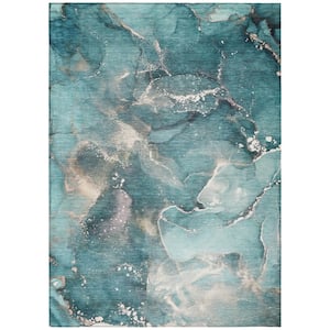 Chantille ACN518 Teal 3 ft. x 5 ft. Machine Washable Indoor/Outdoor Geometric Area Rug