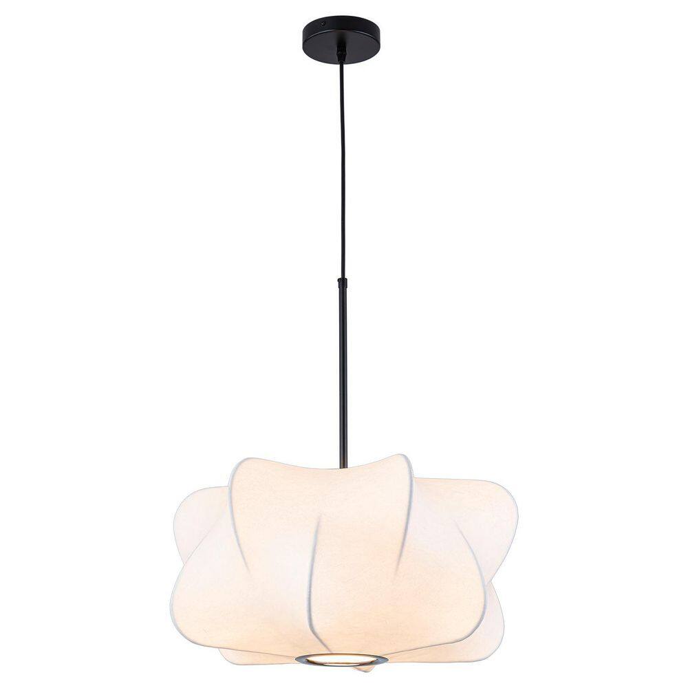 Paul 1-Light Matte Black White Starfish Silk Fabric Shade Pendant Light price history on PriceWatchPro