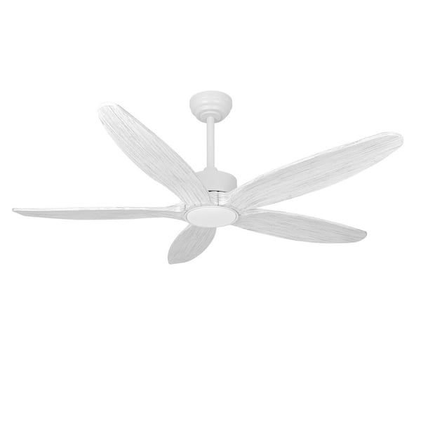 raccroc 52 ft. LED Indoor/Outdoor White Mahogany Fan Blade with Remote Reversible Motor Ceiling Fan