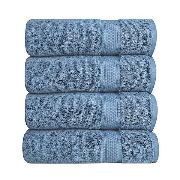 A1 Home Collections A1HC Bath Towel 500 GSM Duet Technology 100% Cotton Ring Spun Bjou Blue 24 in. x 48 in. Quick Dry (Set of 4)