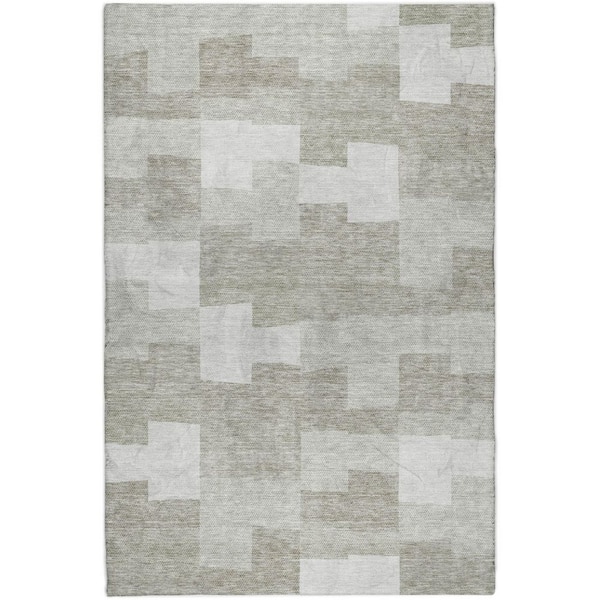 Dream Shag Premium Machine Washable Abstract ADS659 Taupe 5 ft. x 7 ft. 6 in. Area Rug