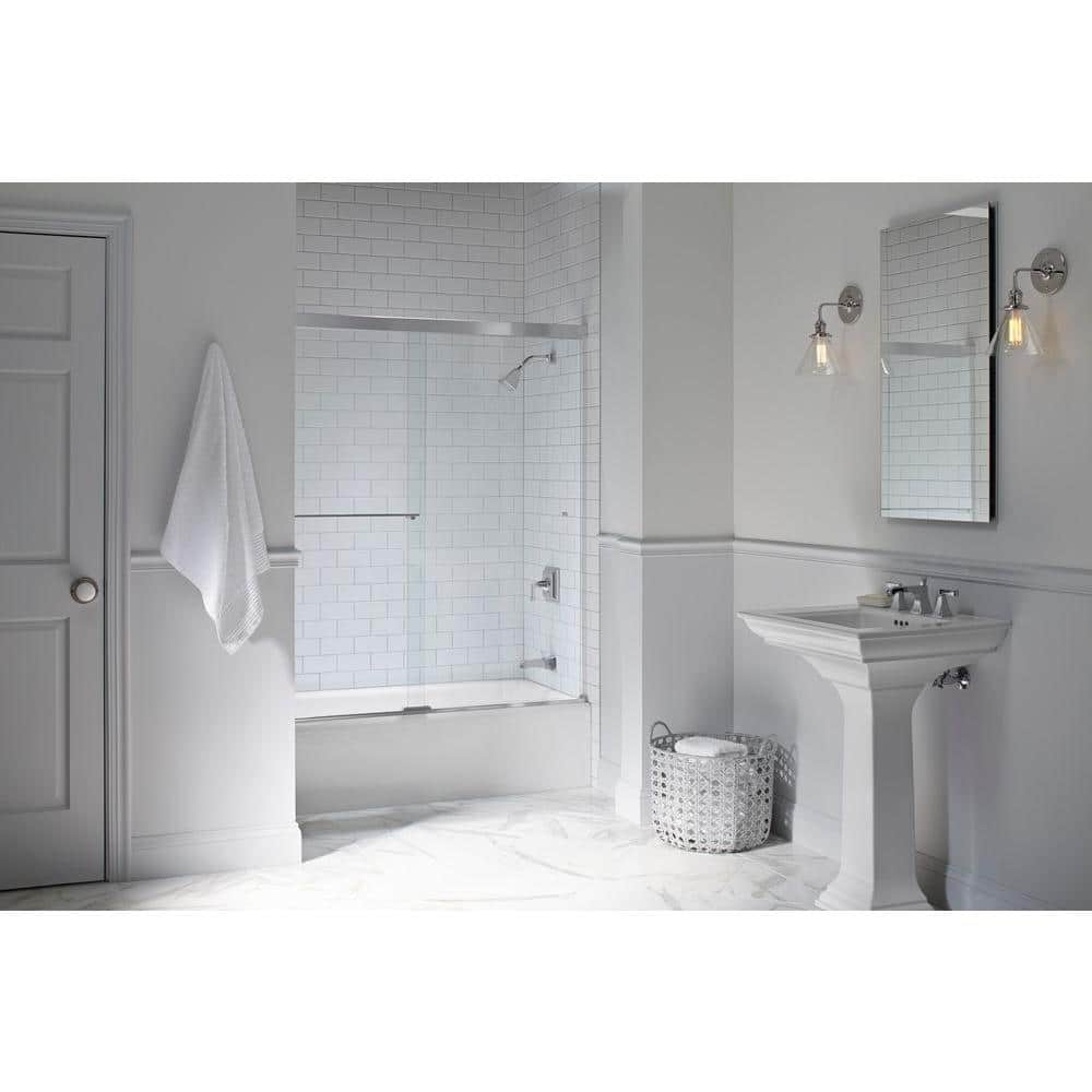 Revel 57-60 in. x 56 in. Frameless Sliding Tub Door in Anodized Brushed Nickel with Handle with Clear Glass price history on PriceWatchPro