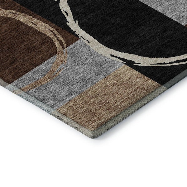 Mayfield Premium Machine Washable Abstract AMF943 Pewter 2 ft. x 3 ft. Area Rug