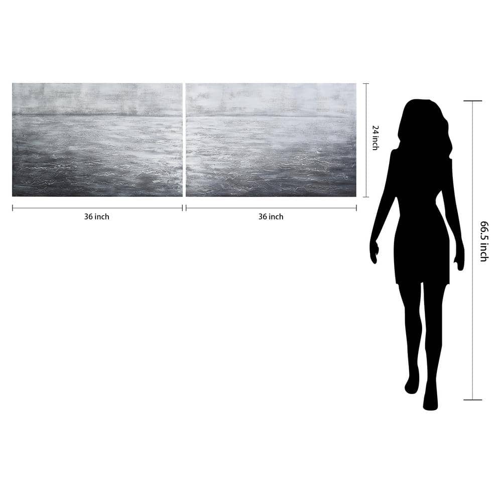 Silver Light Textured Abstract Hand Painted Canvas Set