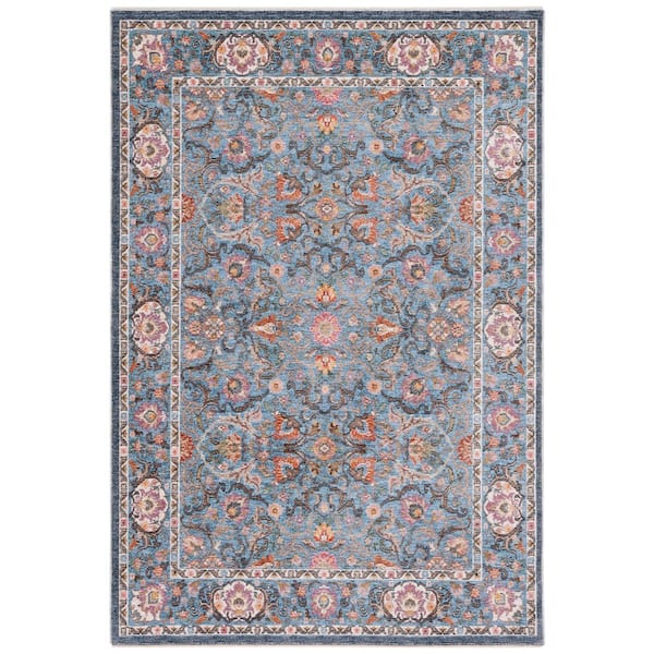 Crimson 6 ft. x 9 ft. Blue/Black Oriental Floral Area Rug