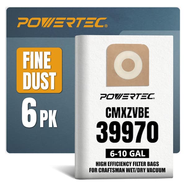 Dust Collection Bags for Craftsman 39970 Shop Vacs Filter Replacement, for 6-10 Gal. CMXEVBE 17155/17584/18590 (6Pack)