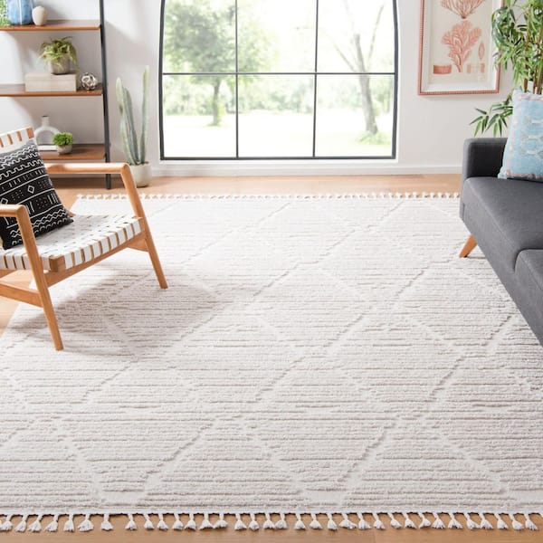 Marrakesh Beige 12 ft. x 12 ft. Diamond High-Low Square Area Rug