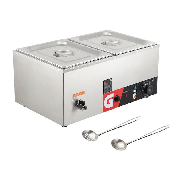 21 qt /20L 2-Pan Electric Countertop Food Warmer Buffet Server in Stainless Steel, 10.5 qt /Pan