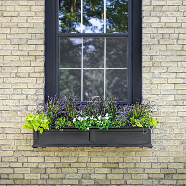 Fairfield 60 in. x 11 in. Self-Watering Black Polyethylene Window Box