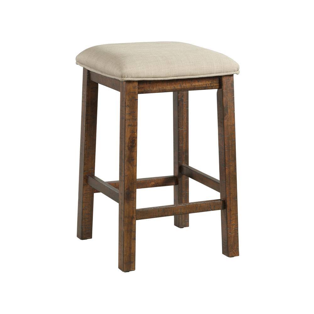 Walnut Rectangular Rustic Multipurpose Bar Table Set with Beige Upholstery