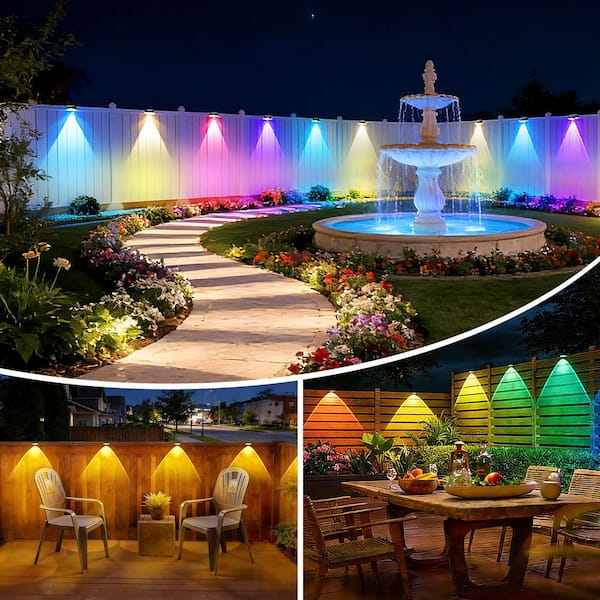 Smart RGBIC 16-Light 100 ft. Outdoor Plug-in Integrated LED Puck String Light,Fence Light with APP/Remote for Yard,Patio