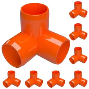 3/4 in. Furniture Grade PVC 3-Way Elbow in Orange (8-Pack)