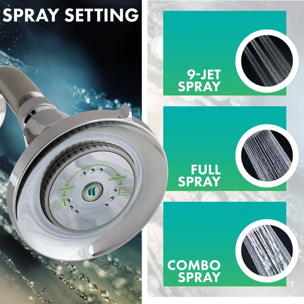 Chrome Adjustable Round Fixed Shower Head with Self-Cleaning
