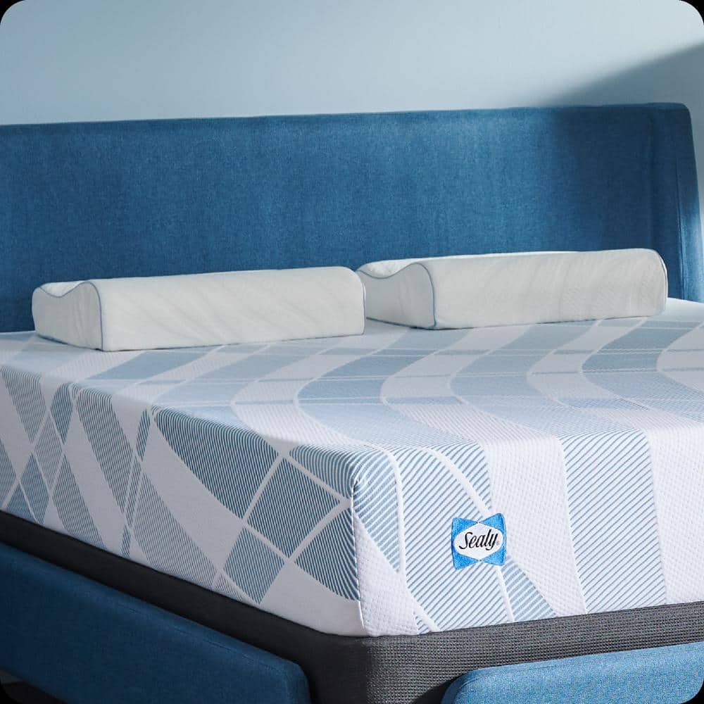 White Contour Memory Foam Pillow with Cooling Cover