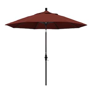 9 ft. Bronze Aluminum Pole Market Aluminum Ribs Collar Tilt Crank Lift Patio Umbrella in Henna Sunbrella