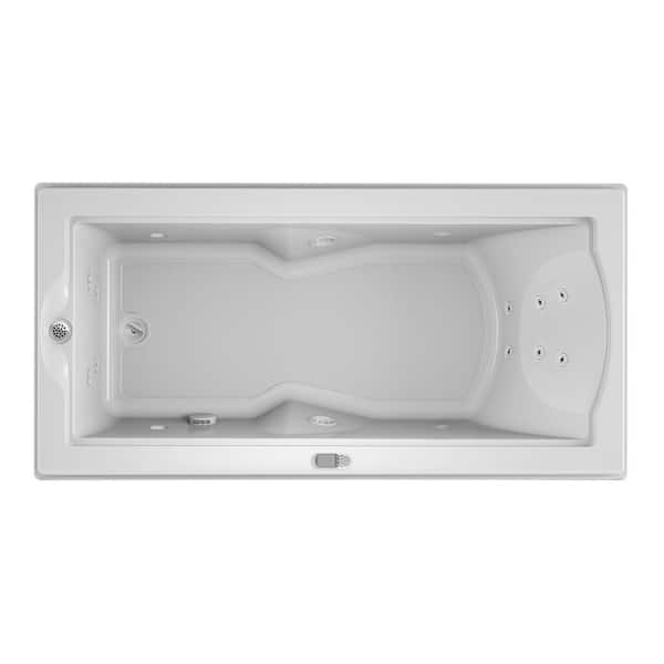 JACUZZI FUZION 70.7 in. x 35.4 in. Rectangular Whirlpool Bathtub with Left Drain in White