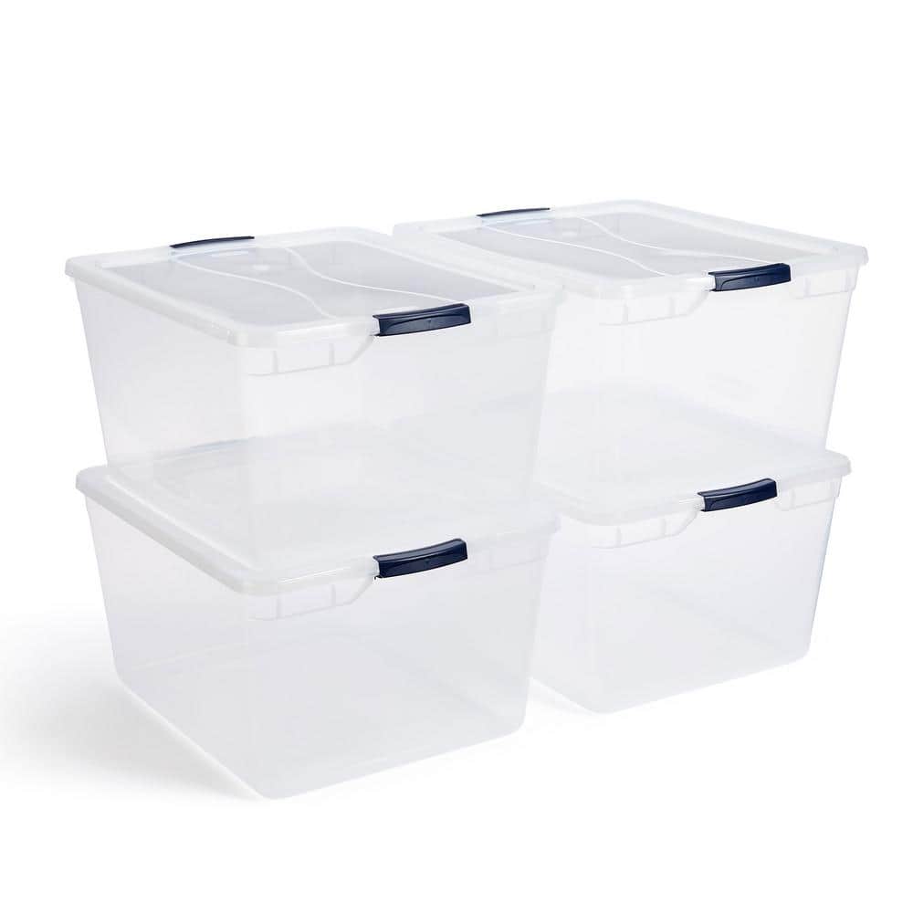 Heavy Duty Clear Plastic Storage Boxes Stackable Lidded Office Home Units 
