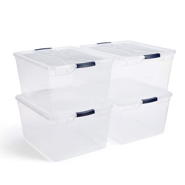 Rubbermaid Cleverstore 71 qt. Latching Plastic Storage Container and Lid, Clear (4-Pack)