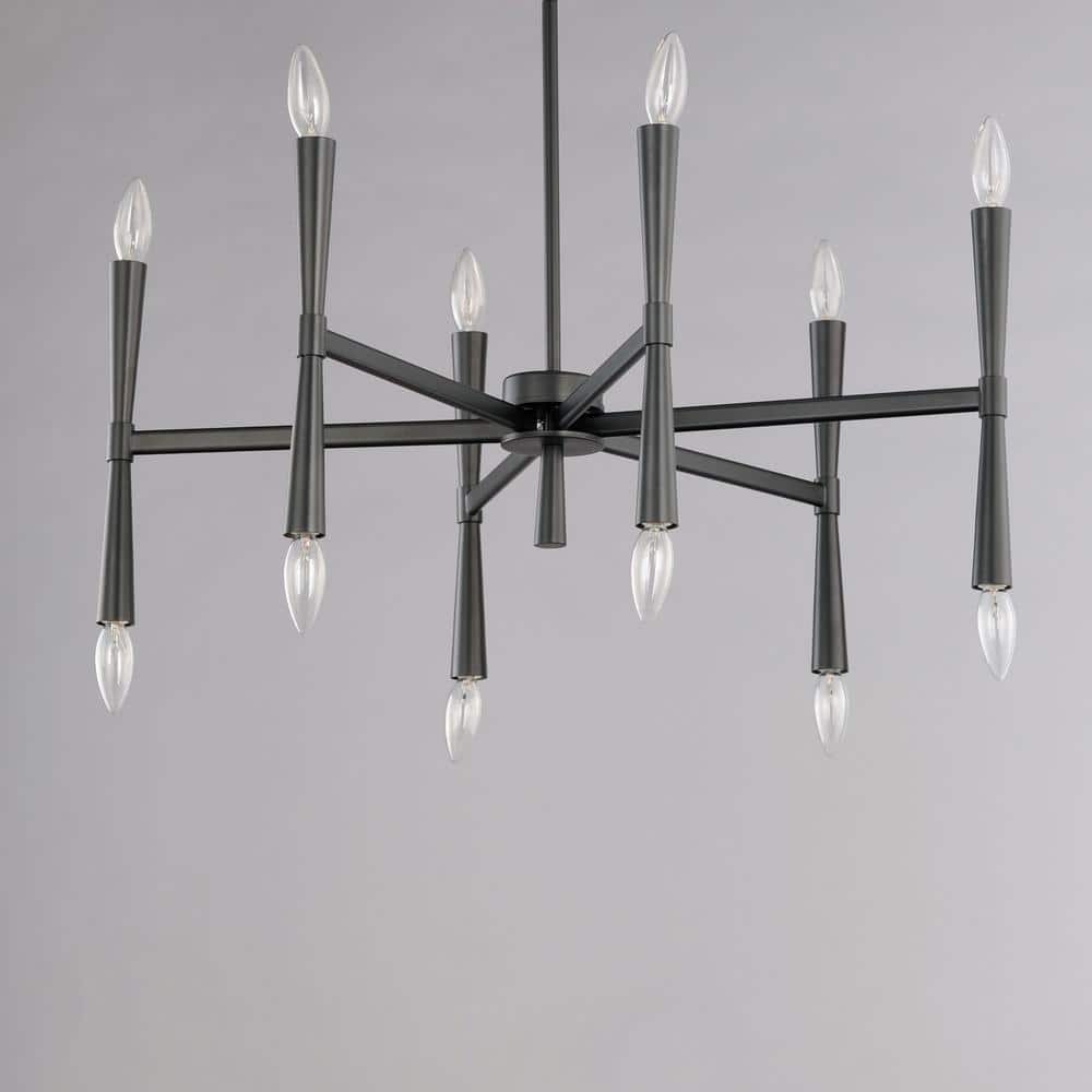 Rome Civic Black 12-Light Taper Candle Chandelier