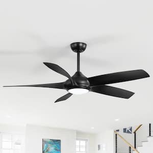 Hector II 54 in. Indoor Black Propeller Blade Black Ceiling Fan with Color-Changing LED Light with Remote Included