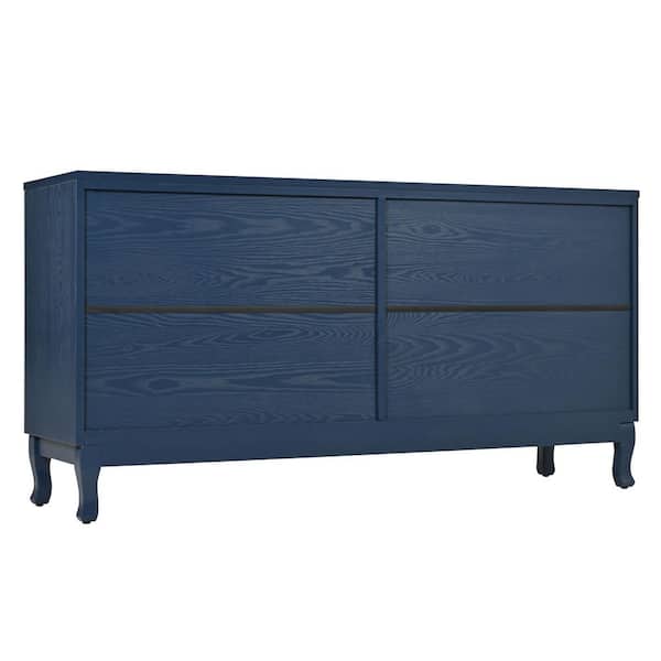 59.84 in. W x 15.91 in. D x 30.51 in. H Bathroom Navy Blue Linen Cabinet