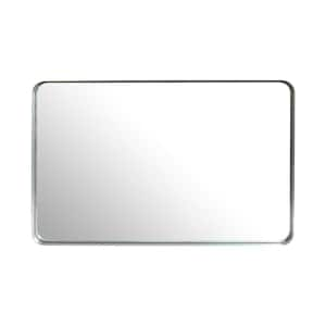 30 in. W x 20 in. H Rectangular Metal Framed Wall Mounted Bathroom Vanity Mirror in Silver