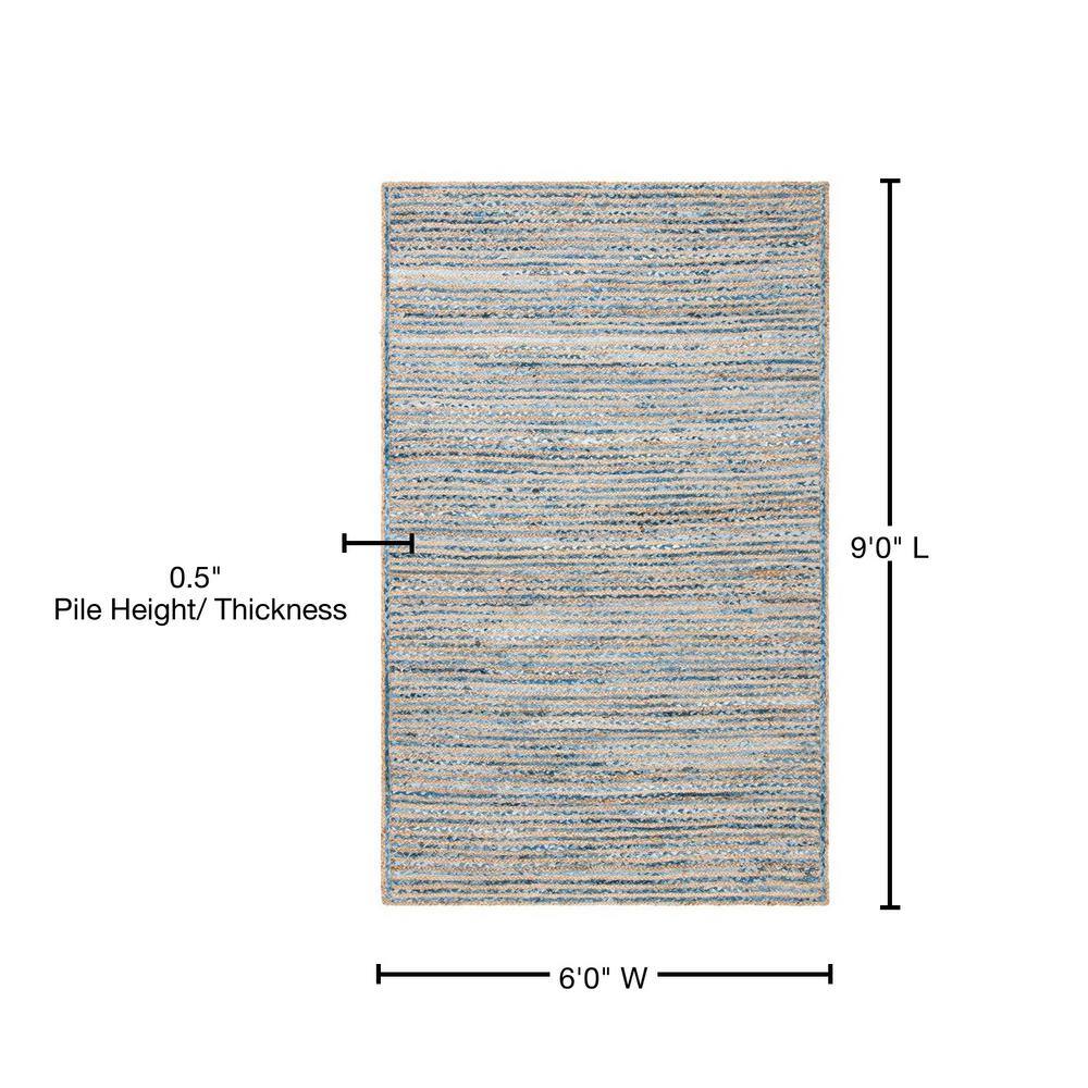 Coastal Charm Blue & Natural Jute 6' x 9' Hand-Knotted Rug