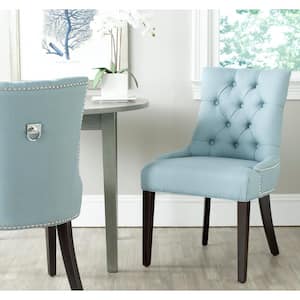 Harlow Light Blue/Espresso Cotton/Linen Side Chair (Set of 2)