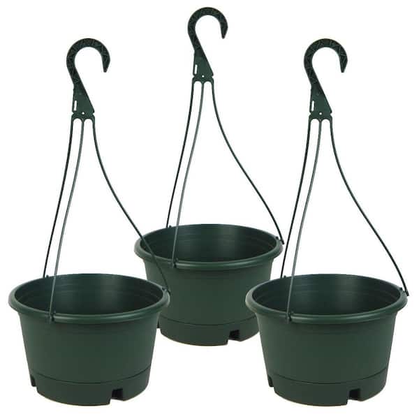 3 TEKU GREEN PLASTIC PLANTERS COMPLETE WITH DRAINAGE HOLES.FOR INDOOR/OUTDOOR. 