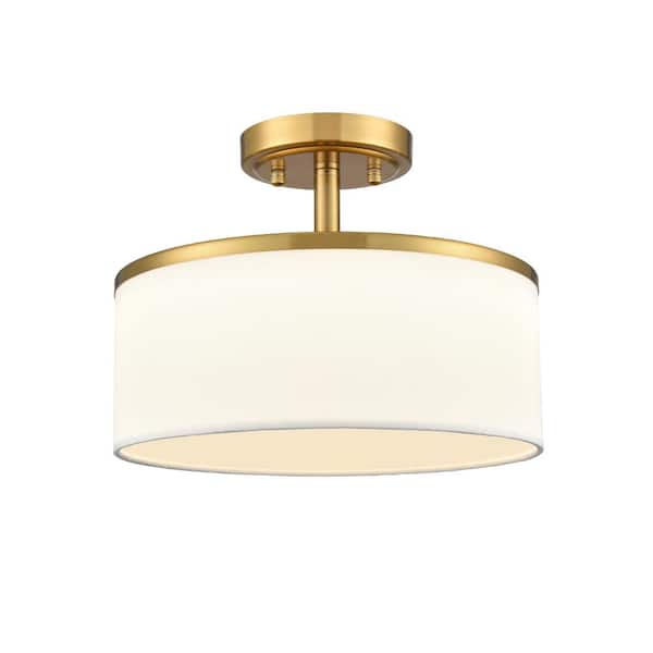 CLAXY 14.6 in. 0-Light Gold Modern Semi-Flush Mount with No Glass Shade and No Bulbs Included 1-Pack
